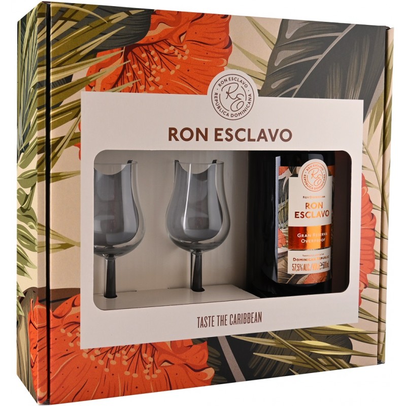 Ron Esclavo Gran Reserva Overproof 57,5% Vol. 0,5 Liter in Geschenkbox mit 2 Gläsern bei Premium-Rum.de