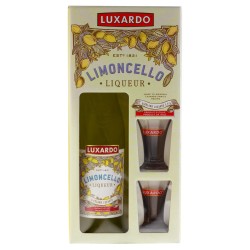 LUXARDO Limoncello Liqueur 27% Vol. 0,7 Liter im Geschenkset mit 2 Gläsern